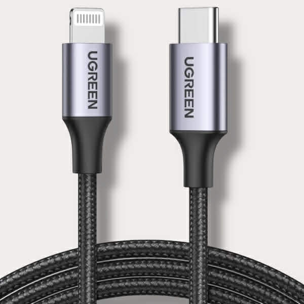 UGREEN Кабел C-L, 1m, 3A, Nylon braided