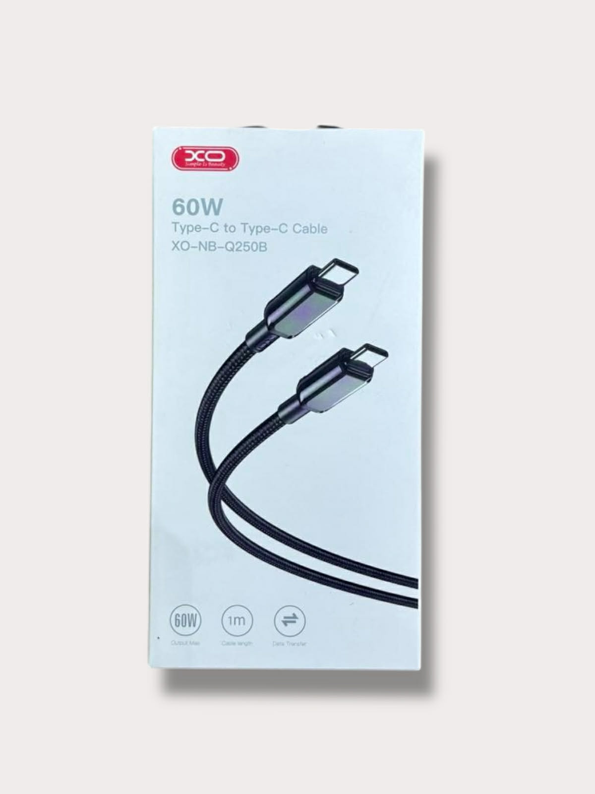 Кабел XO Type-C - Type-C, 1м, 60W