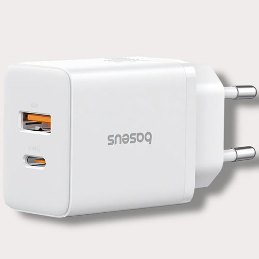 Адаптер BASEUS 220V 30W, USB-A +Type-C, Cube Pro - Бял