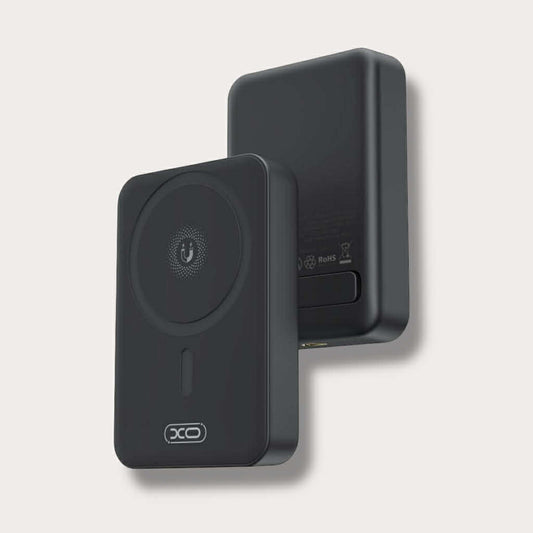 XO Power Bank 10000 mAh 20W, MagSafe + стойка /черен/