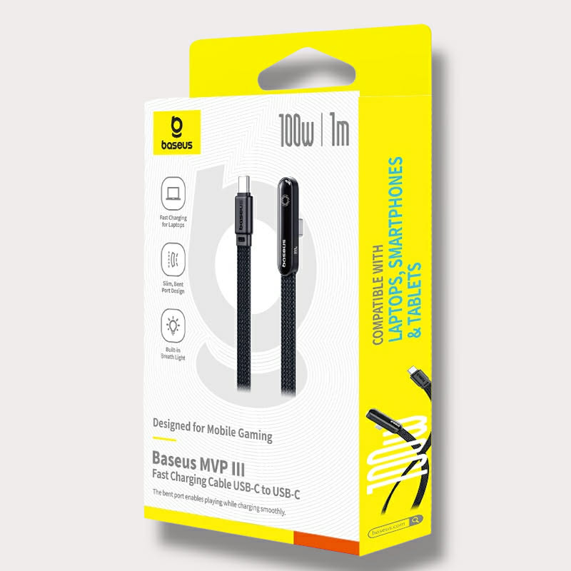 Кабел BASEUS Type-C - Type-C, 2м, 100W, MVP 3 Черен