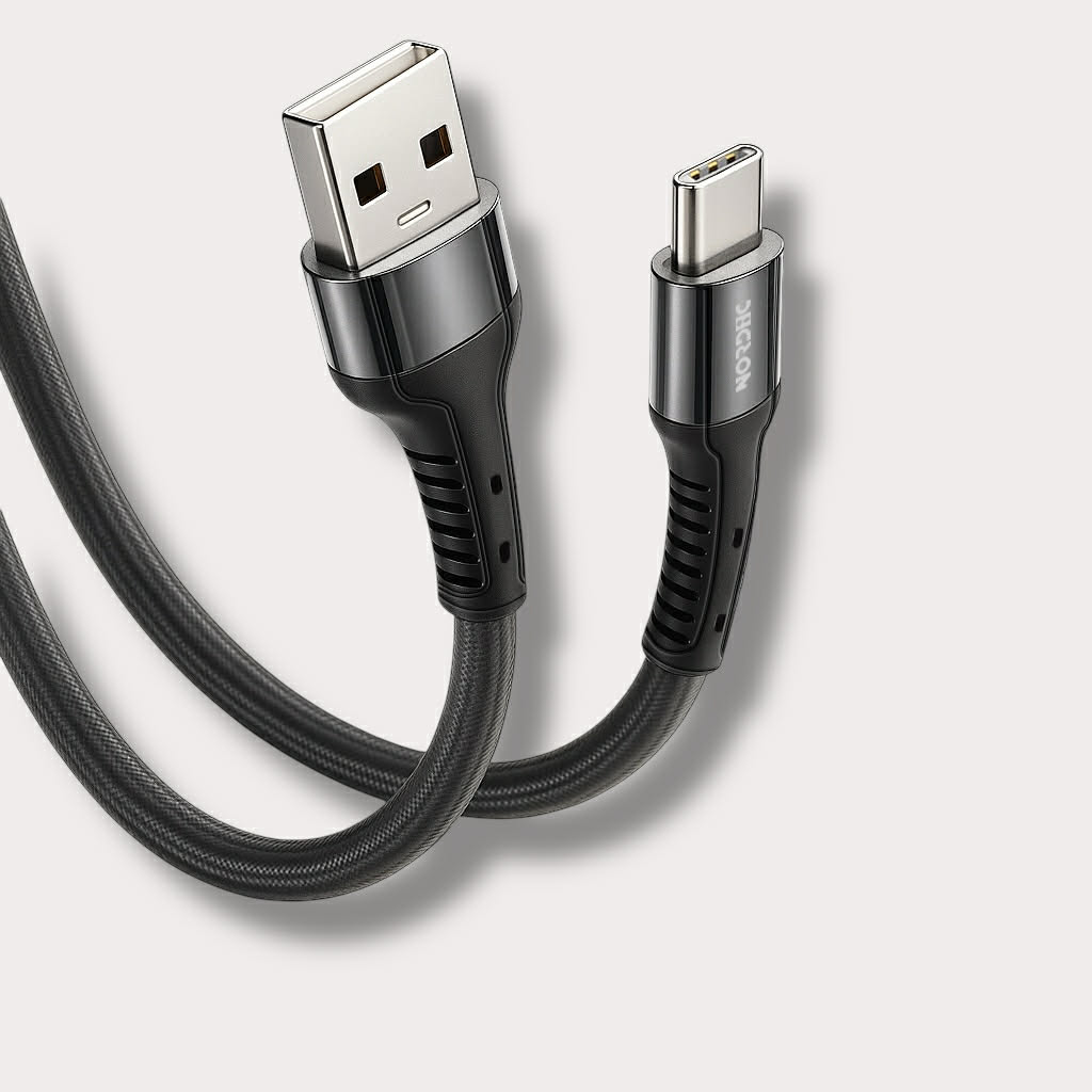 NORDIC Кабел USB-A - Type-C, Braided, 2м, 40W