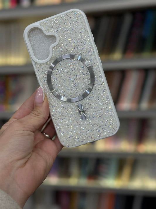 White Glitter MagSafe Кейс