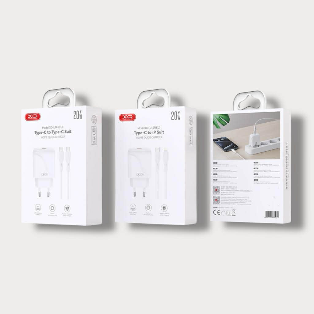 Зарядно за телефон XO 20W Power Adapter Type-C към кабел Type-C