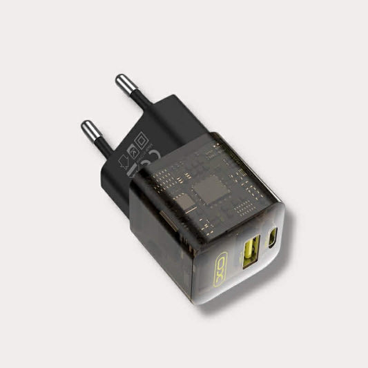 Зарядно за телефон XO 30W Power Adapter USB-A + USB-C към кабел Lightning