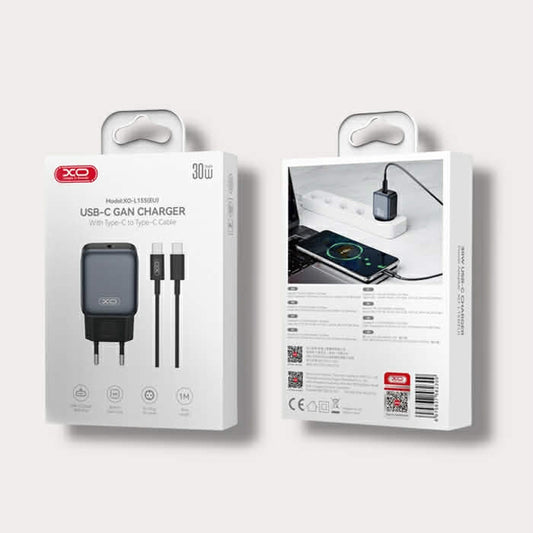 Зарядно за телефон XO 30W Power Adapter Type-C към кабел Lightning