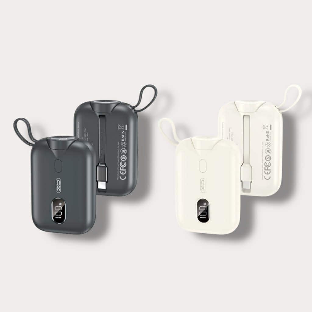XO Power Bank 10000 mAh 20W, Wireless ЗУ за часовник + вграден кабел: Type-C, Бял