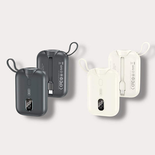 XO Power Bank 10000 mAh 20W, Wireless ЗУ за часовник + вграден кабел: Type-C, Бял