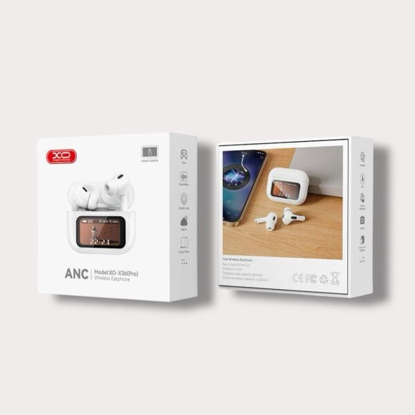 Безжични Слушалки XO HF TWS, ANC, Smart screen, Бели - X36 Pro
