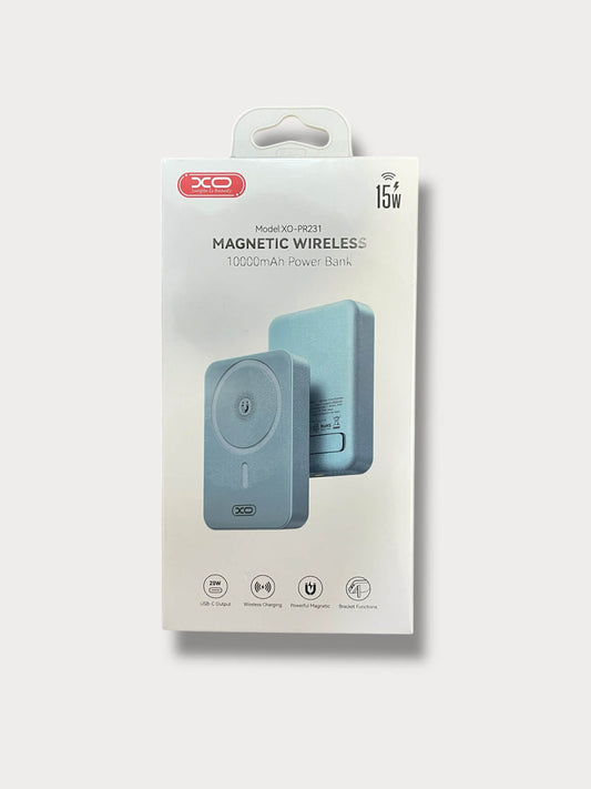 XO Power Bank 10000 mAh 20W, MagSafe + стойка /син/