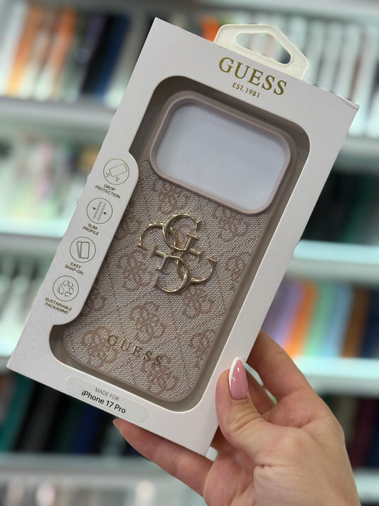 Guess Pink 4G logo Кейс iPhone 17Pro