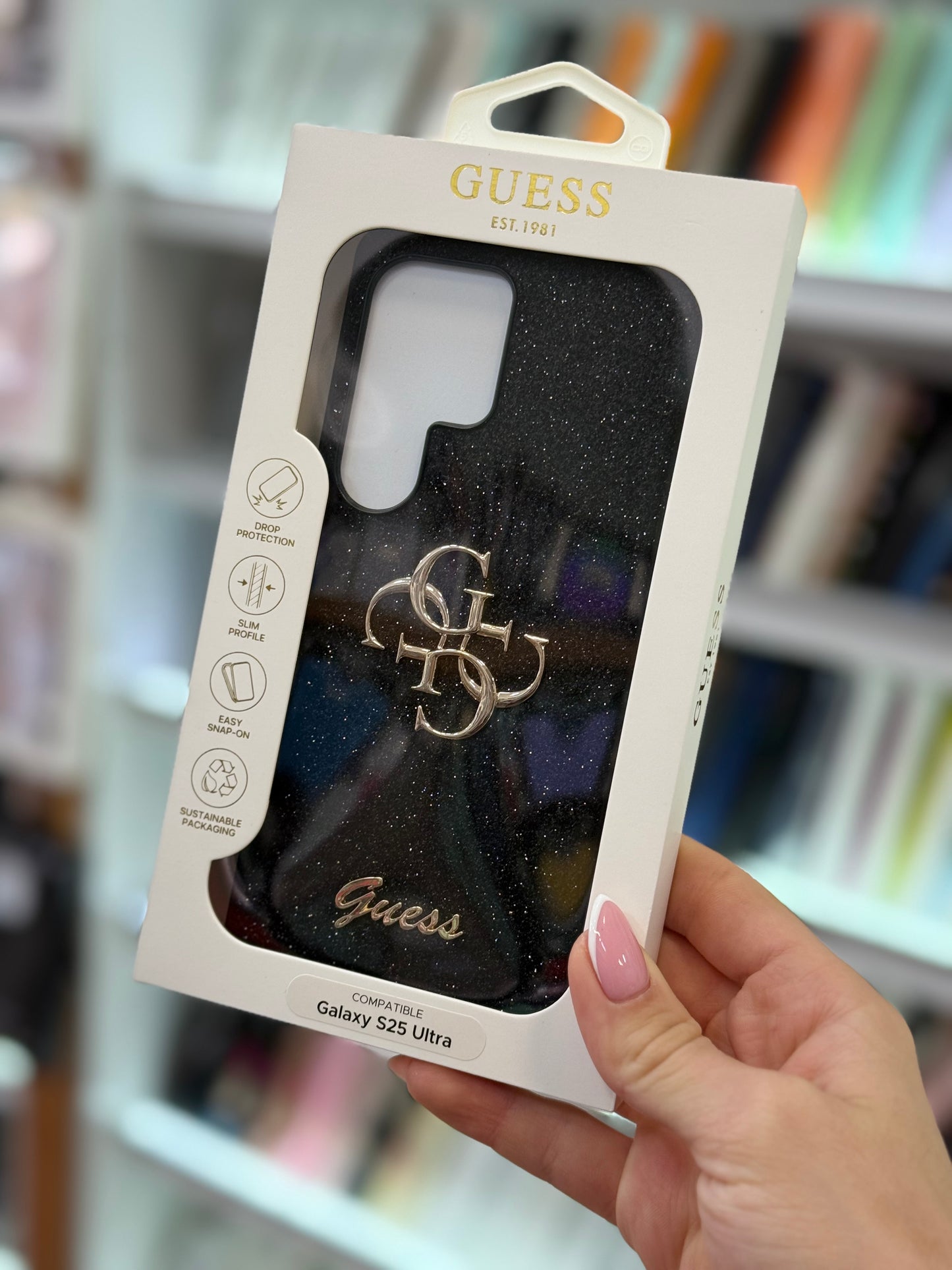 Guess Black Logo Кейс - S25 Ultra
