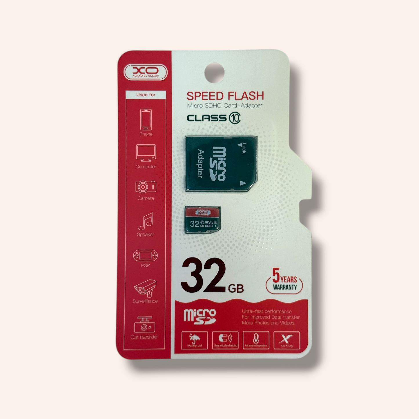 Micro SD карта 32GB, class 10 + адаптер, XO