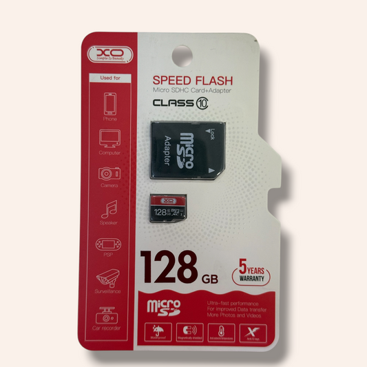 Micro SD карта 128GB, class 10 + адаптер, XO