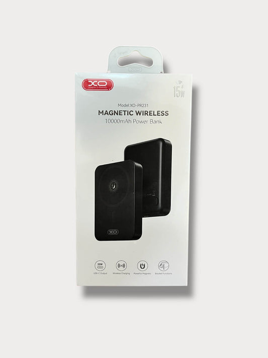 XO Power Bank 10000 mAh 20W, MagSafe + стойка /черен/