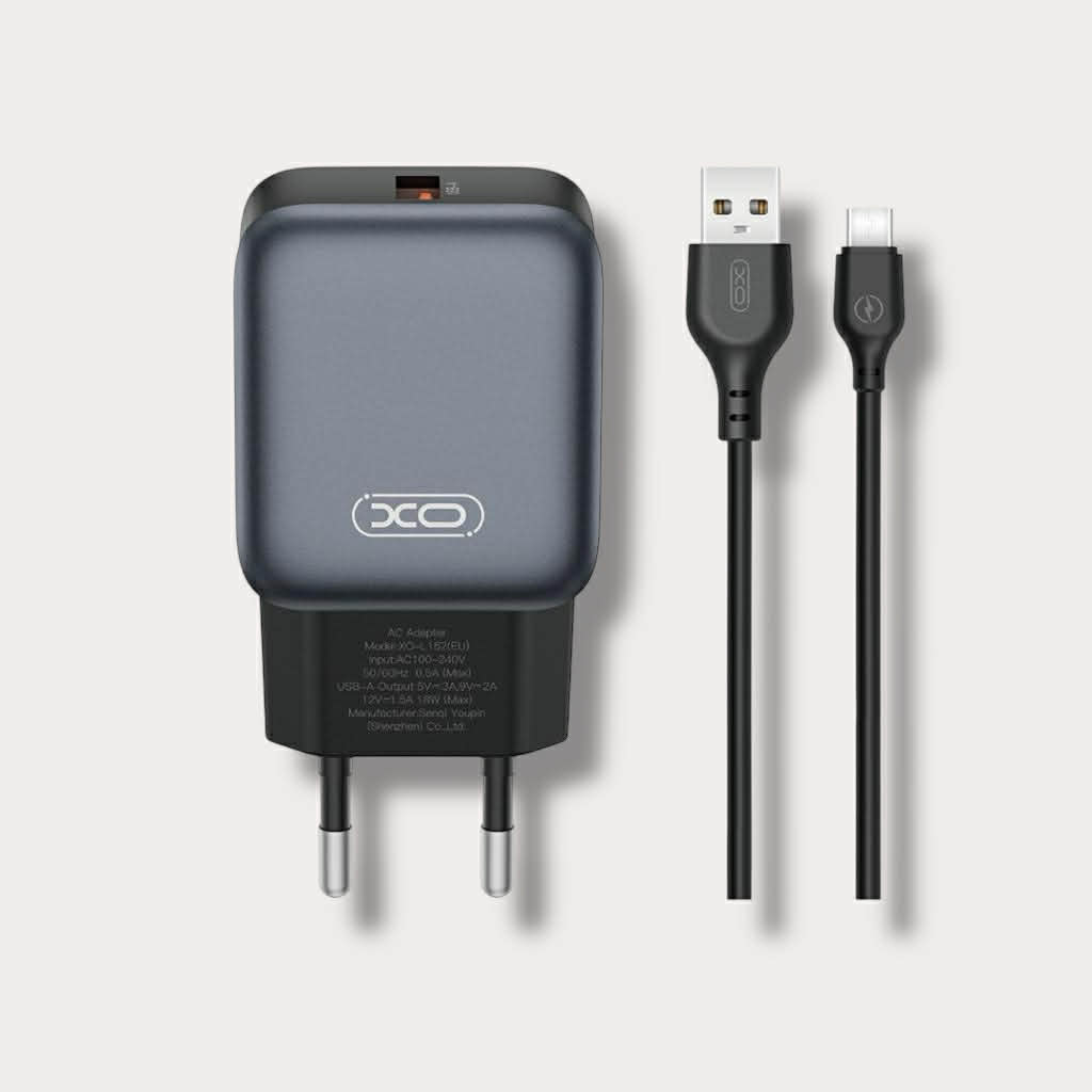 Зарядно за телефон XO 18W Power Adapter USB-A към кабел Type-C