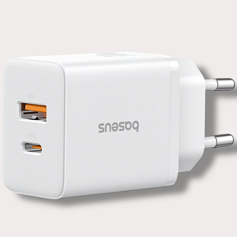 Адаптер BASEUS 220V 30W, USB-A +Type-C, Cube Pro - Бял