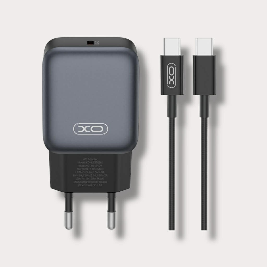 Зарядно за телефон XO 30W Power Adapter Type-C към кабел Type-C