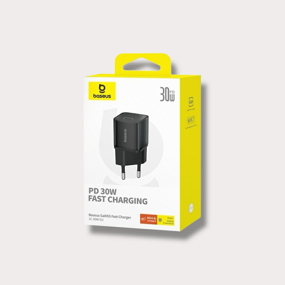 Адаптер Baseus 220V 30W, USB-C, GaN5s - Черен