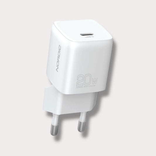 Адаптер NORDIC 220V 20W, Type-C - Бял