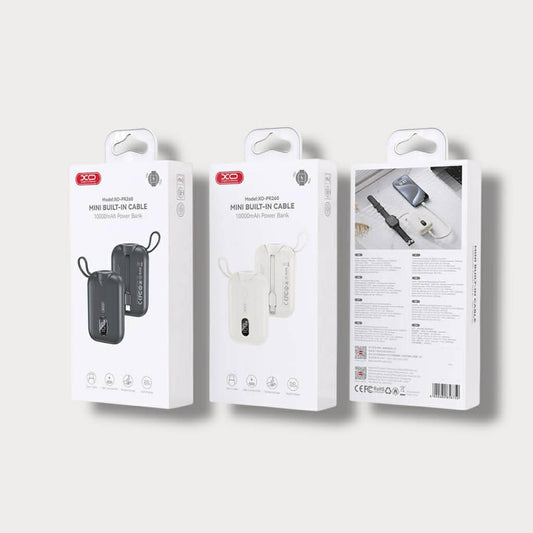 XO Power Bank 10000 mAh 20W, Wireless ЗУ за часовник + вграден кабел: Type-C, Бял