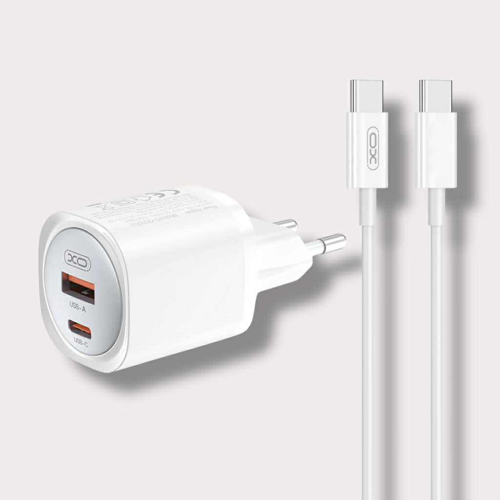 Зарядно за телефон XO 30W Power Adapter USB-A + Type-C към кабел Type-C
