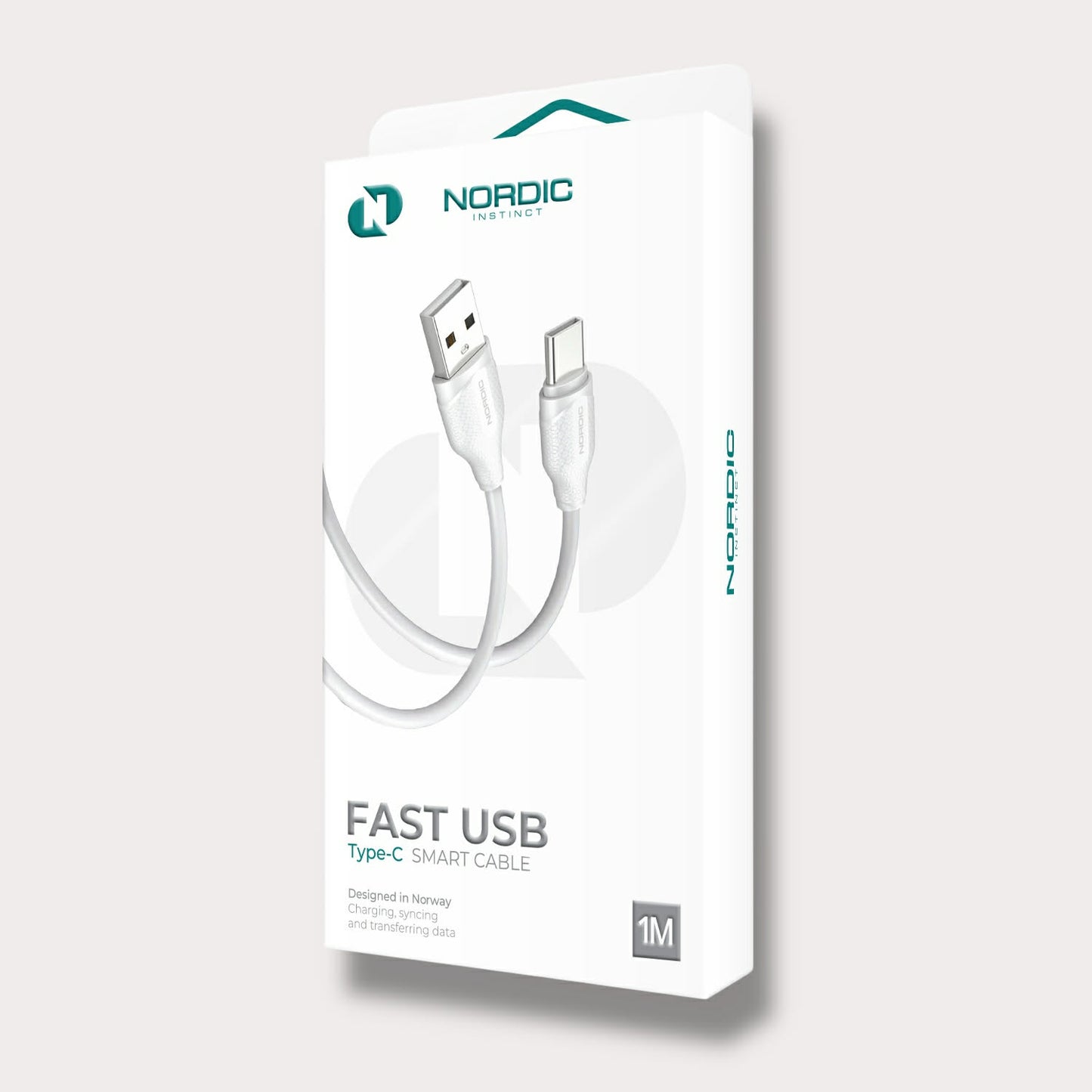 Кабел NORDIC USB-A - Type-C, 1м Бял