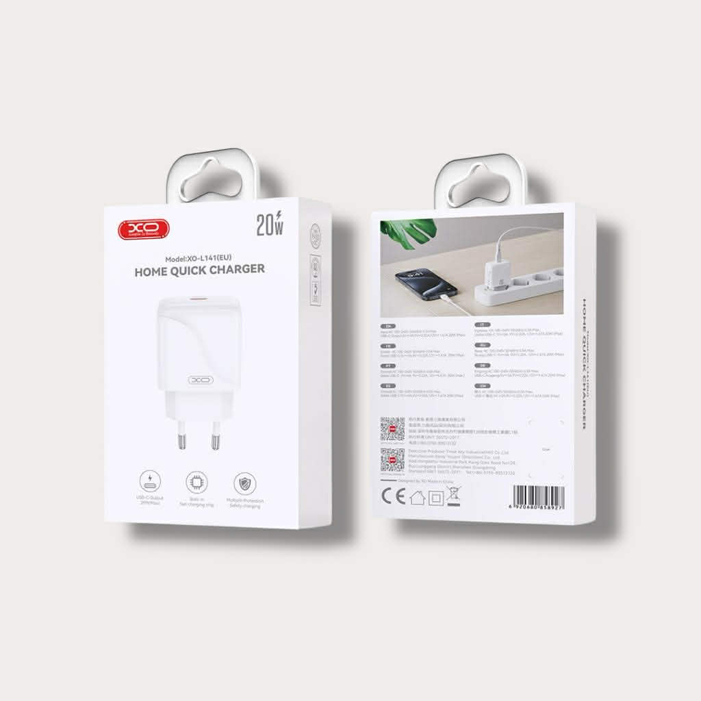Адаптер XO 220V 20W, Type-C, бял